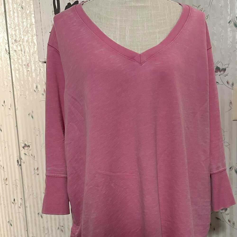 Jane & Delancey Top Womens Size 3X Pink Denim Stretch Long Sleeve Casual Basic
